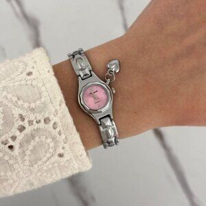 Sku0324 Retro Silver Pink dial Heart Charm Women Round Watch Bracelet + gift bag